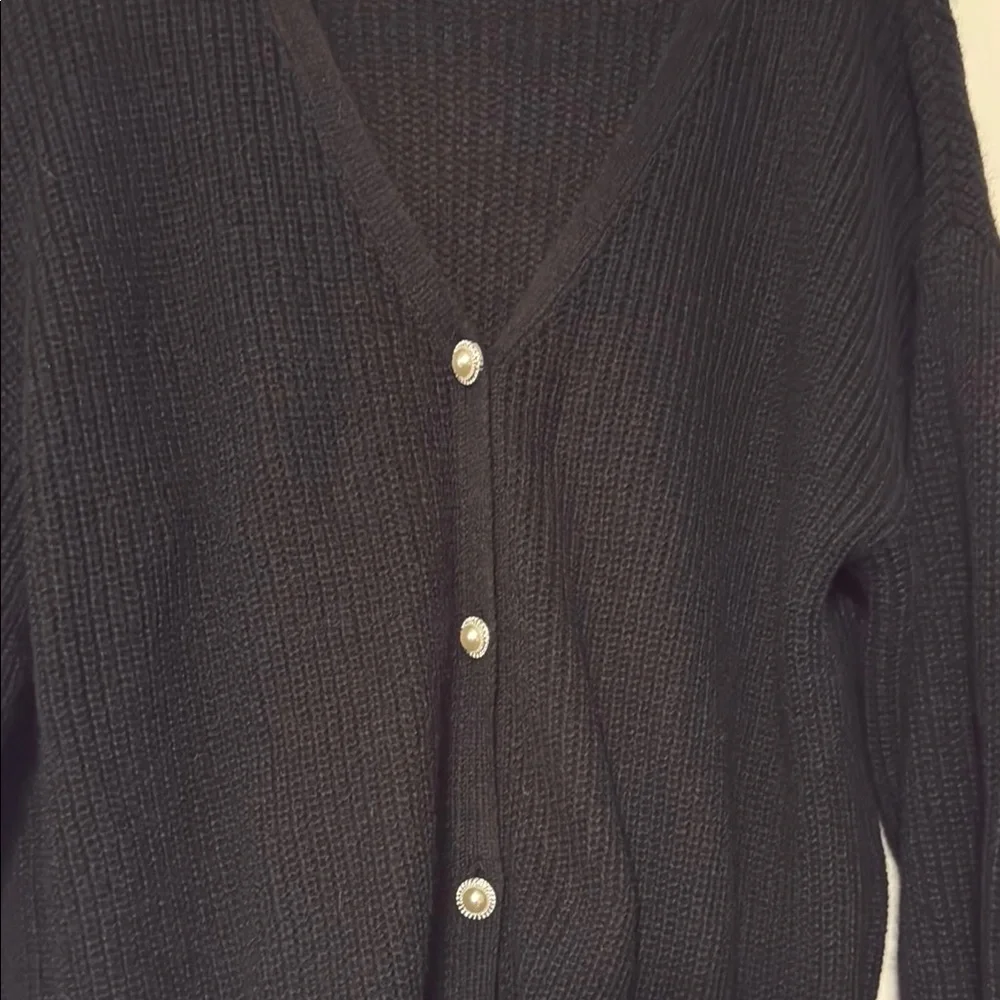 Classic Black Cardigan Sweater - Picture 3 of 3